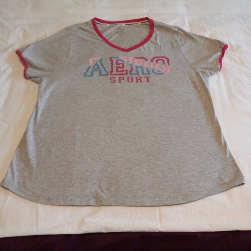 Aersopostale Sport Size 2X T-Shirt Gray, Pink, Blue